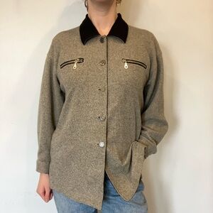 Vintage Vivianne Tan Grey cotton blend Jacket in size 10 made in Canada